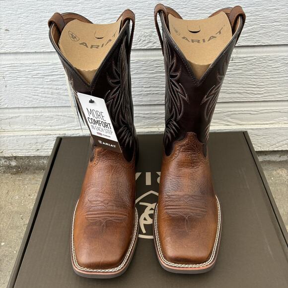 Ariat Sport Western Wide Square Toe Mens Sz 11 D Peanut Butter Chaga Brown Boots main image 8